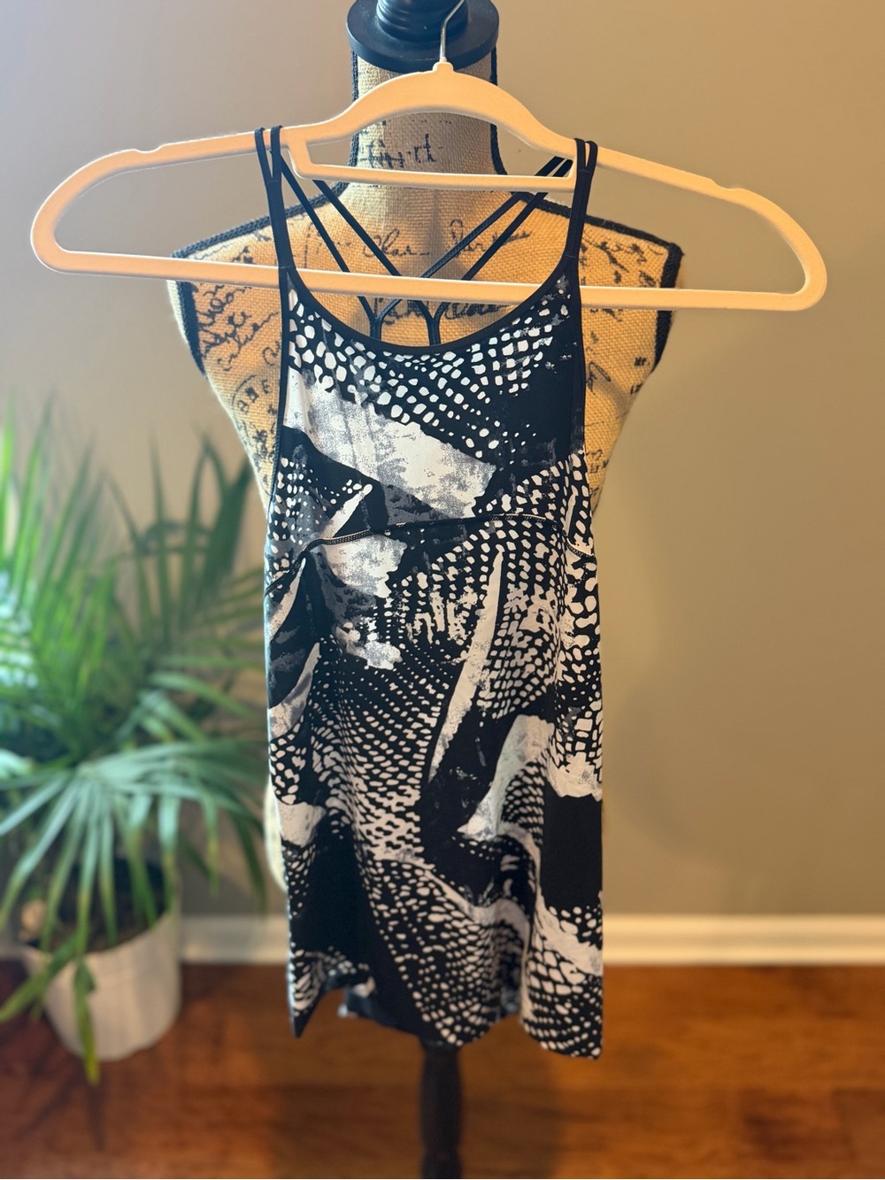 lululemon athletica Black & White Patterned Strappy Tank